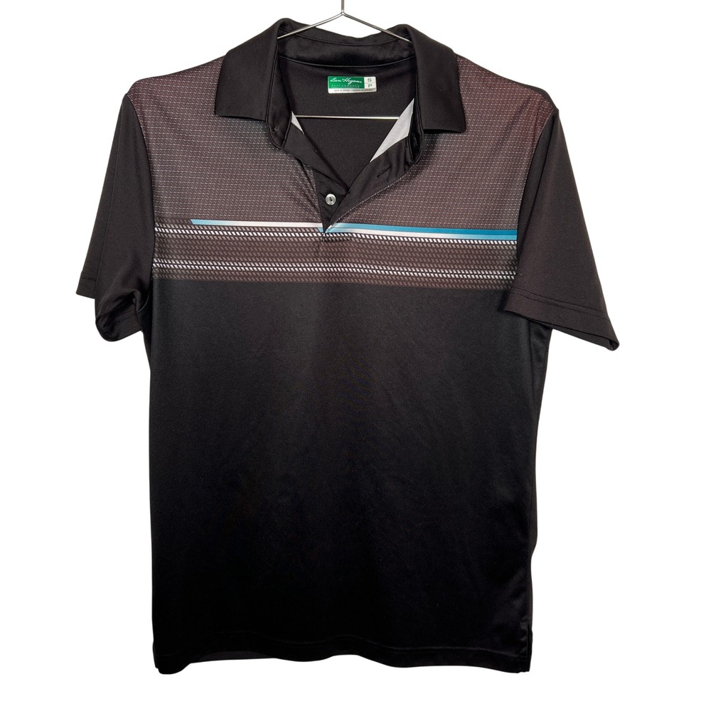 Ben Hogan Black Geometric‎ Performance Polo Shirt Athletic Golf Mens Size Small